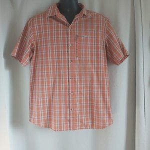 COLUMBIA | Men's Kestrel Trail Plaid Omni Shade Shirt Orange White